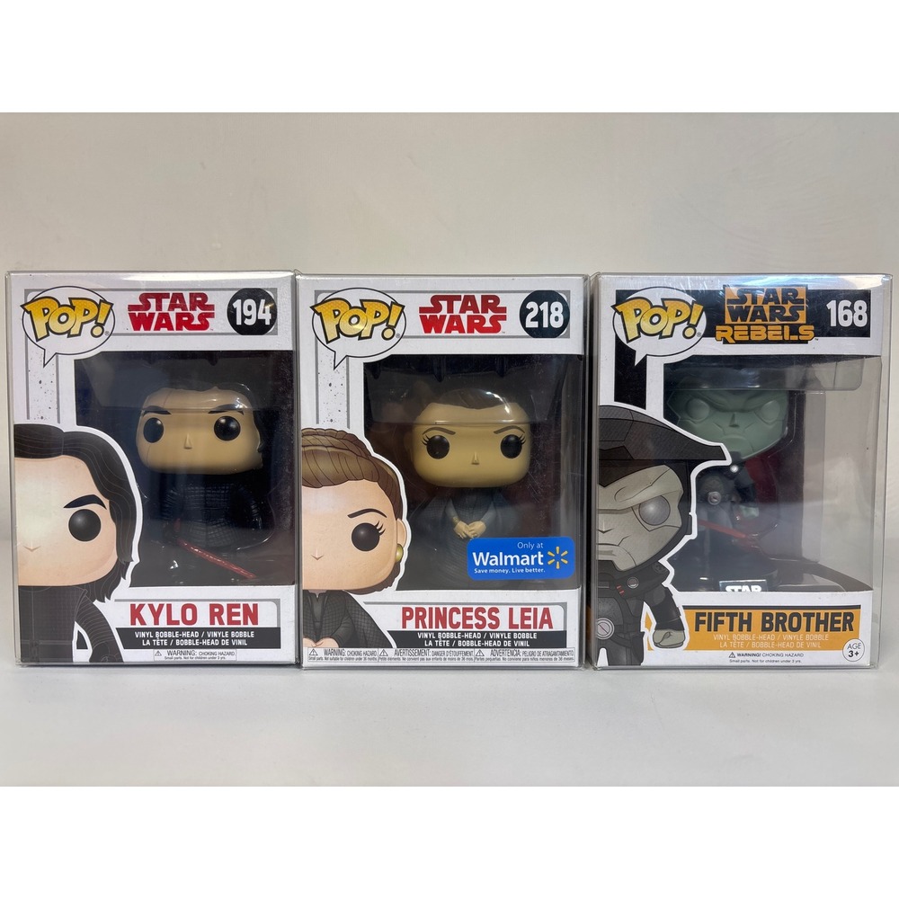 Funko Pop Star Wars Kylo Ren 194 Princess Leia 218 Fifth Brother 168 Lot of 3